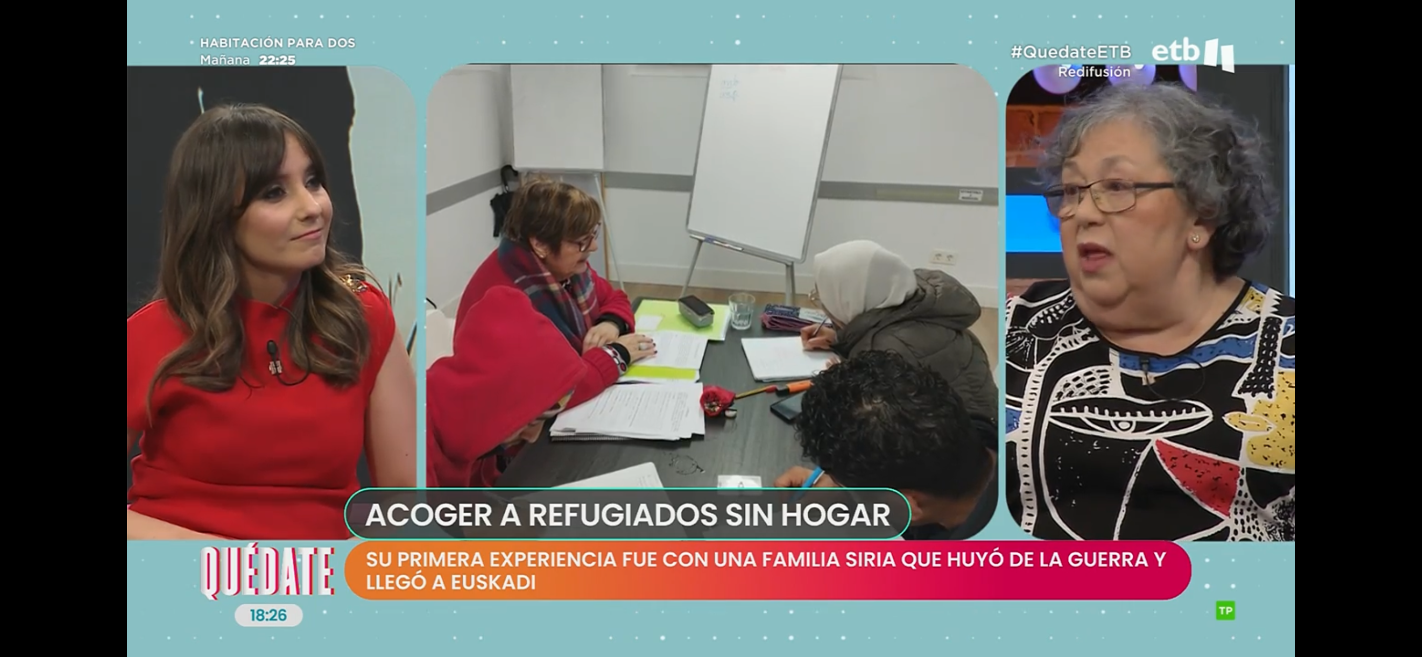 "Acoger a personas refugiadas sin hogar" en el programa Quédate de ETB